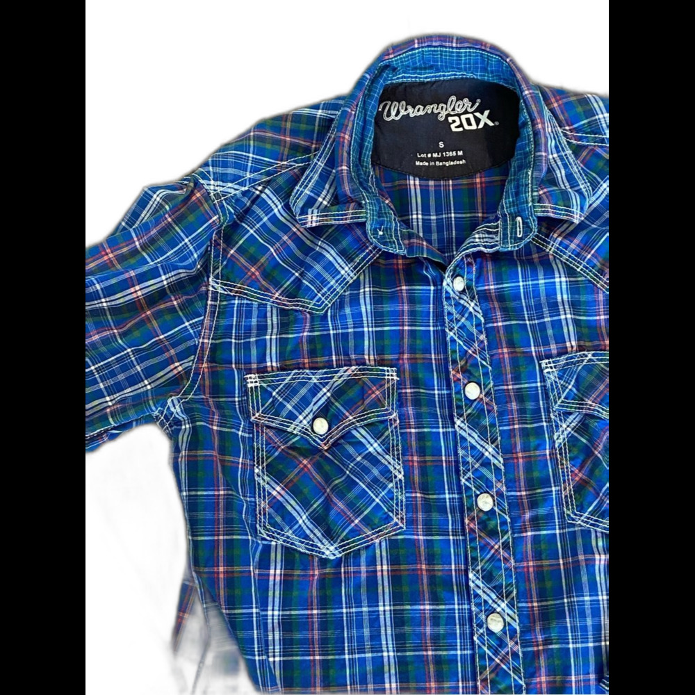 S Wrangler Men Pearl Snap Western Plaid Ranch LumberJack Dress Casual Lightweigh